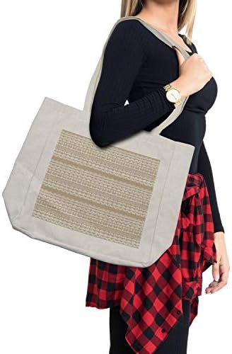 Амбесон Тан и бела торба за купување, антички гранични мотиви во стил на чипка, Гроздобер и женски украс, еколошка торба за еднократна употреба
