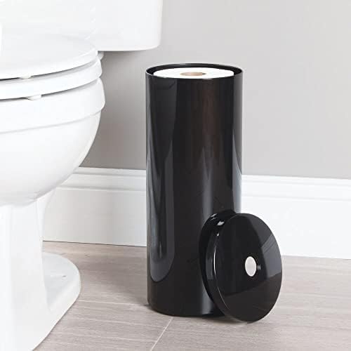 Mdesign Пластични Подот Штанд Тоалетна Хартија Организатор Со Покритие, 3-Ролна Простор-Заштеда На Ткиво Складирање За Бања - Се Вклопува Под