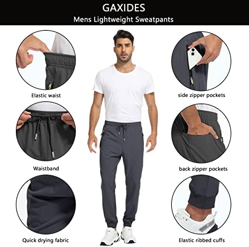 Gaxides mens лесни џогери Брзи суви атлетски тренинзи панталони џогирање за мажи во теретана трчање со џебови