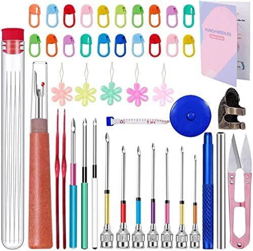 Seasd 43 парчиња алатка и упатства за игла - комплет за везови со игла со алатки за везови, рајпер за цвест, навој
