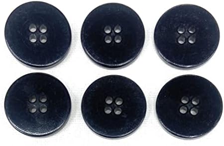 6 сет на црно копче -7/8 '' инч рамно сјајно копче - прилагодено 4 дупки шијте на копчињата за спортски палто, фустан, блејзер и јакни)