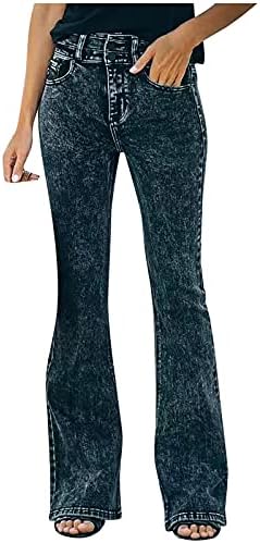 Зиперски панталони за жени фармерки со високи половини џеб широки носачки фармерки улична облека, запалена слаба патент копче долги панталони