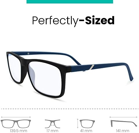 Премиум сина рамка сина светлина за читање очила мажи да изгледаат модерни со висок вид - големи и издржливи читатели за мажи - удобно