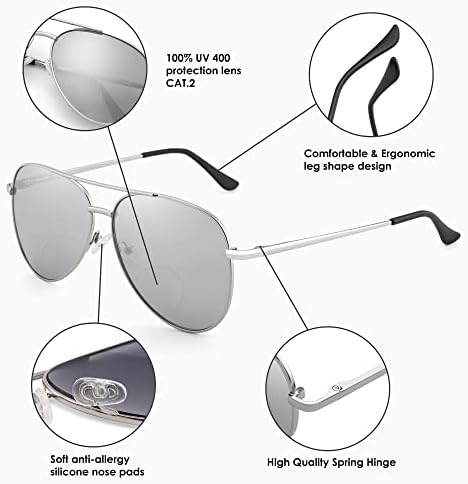 Софили 3 пакувања со очила за сонце на бифокално читање за жени, очила за читатели на авијатичари ги огледале нијансите UV400