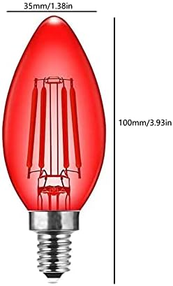 Lxcom Осветлување LED Црвена Едисон Сијалица 4W C35 Филамент Сијалица Е12 Канделабри База Декоративна Црвена Сијалица За Свадба Партија