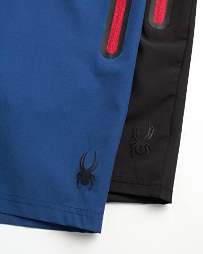 Атлетски шорцеви за мажи на Спајдер - 2 пакувања повеќе -функционални лесни ткаени шорцеви со џебови од патент