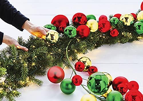 РАЗ Увезува Црвена Зелена И Златна Топка Божиќна Венец Долга 4 Стапки