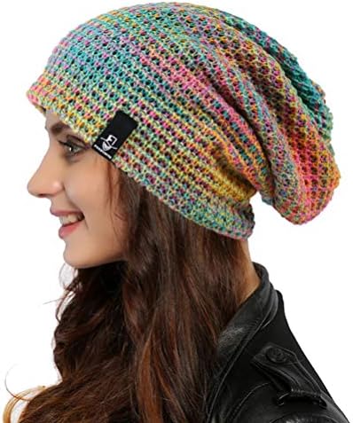 Ruphedy Women Slouchy Beanie Hat плетете долга капаче за череп со череп за зима