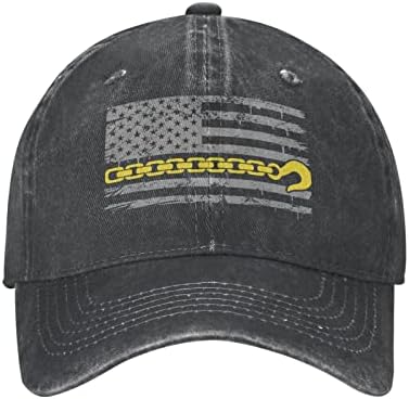 САД тенка жолта линија на знамето за влечење на камионот Гроздобер капа, прилагодлива бејзбол капа, тато капа, унисекс капа