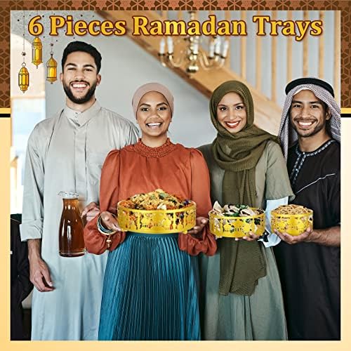 6 парчиња Рамадан фиоки Еид Мубарак плочи Месечината Рамадан Поставете постави рамадан сад за складирање на храна Рамадан украси