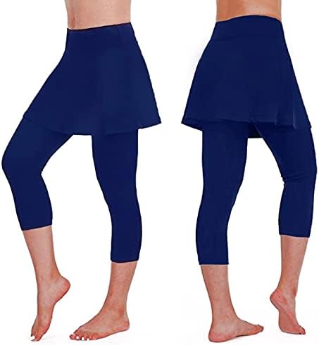 Здфер исечени хеланки спортски тениски панталони здолниште 2 во 1 фитнес панталони обични тренинзи со високи половини капри панталони зелени