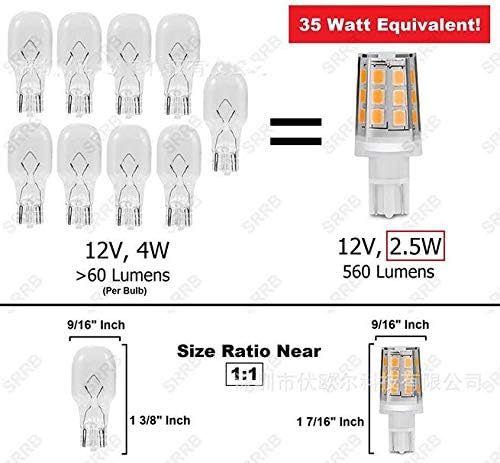 2.5 W LED Замена Пејзаж Патека Сијалица 12V AC/DC Клин База T5 T10 За Малибу Рај Месечини И Многу Повеќе, Топло Бело 3000K, Wie 5000K