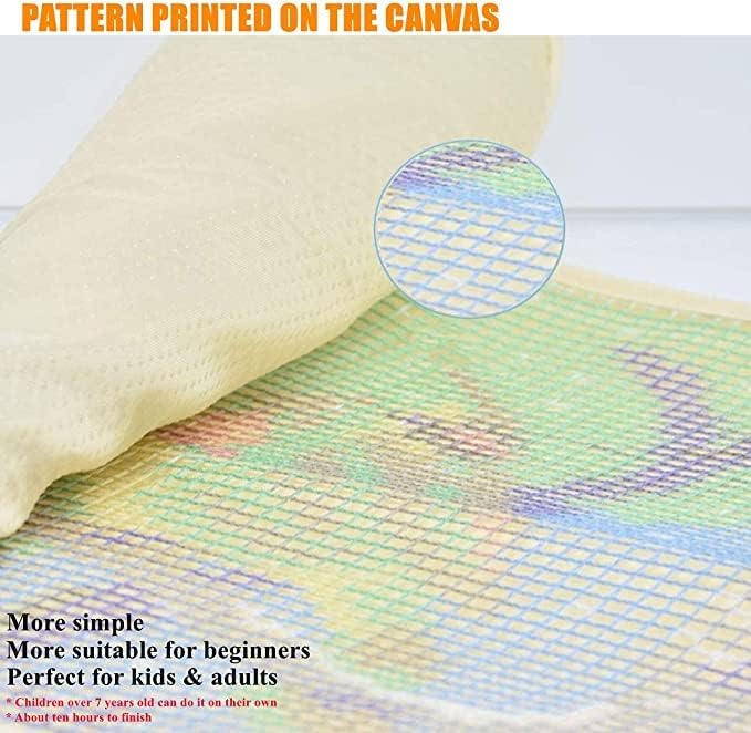 Комплети за перници за приклучоци за куки за возрасни и стартер DIY вкрстена бод на кука за килим со кука со прекажано платно капчиња за предиво