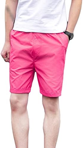 Manеке-ДГ машки каузални шорцеви памучни еластични тренинзи на половината удобност шорцеви влечени плетени шорцеви со џебови, 7,5 “