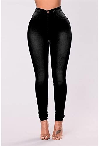 Maiyifu-GJ истегнат фармерки за жени со високи половини слаби bellвончиња од дното тексас панталони, обичен тенок фит задник, широк