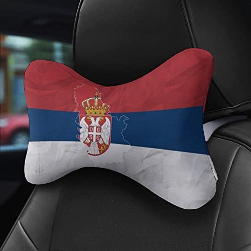 Знаме на Србија со мапа со перница за вратот на вратот од 2 перници за перници за автоматски перници за автоматско декоративно за патувања