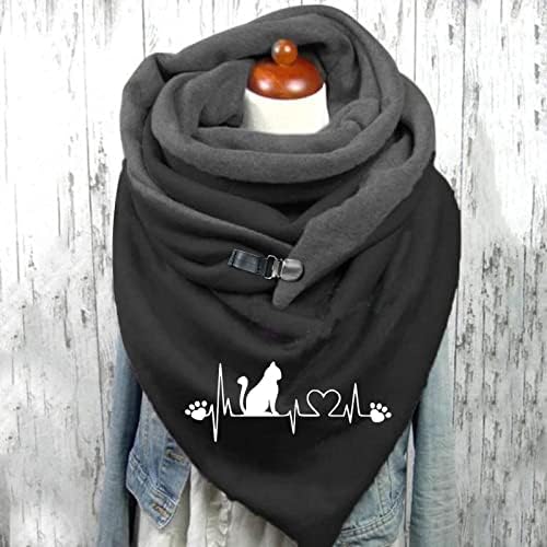 Завиткајте го копчето Shawls, топло обични меки жени печатење модни марами со шамија на шамија