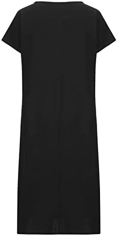 Nokmopo краток ракав макси фустан за жени модни летни фустани за џеб за џеб печати краток ракав фустан