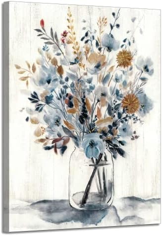 Цветни уметнички дела Апстрактна wallидна уметност - Букет цвеќиња во галеријата Мејсон тегла сликарство рустикално акварело цвеќе