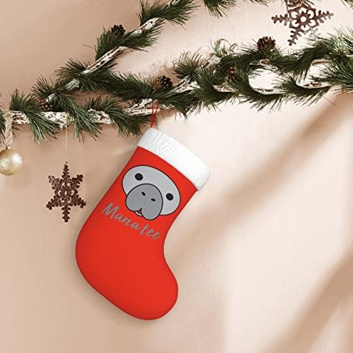 Waymay симпатична манате глава Божиќно порибување 18 инчи Божиќ што виси чорап класичен празник за украсување чорапи