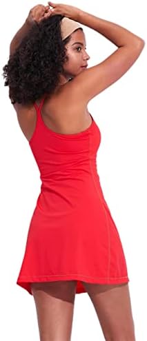 Фустан за вежбање на женски вежбање со вграден градник и шорцеви без ракави тенис голф атлетски фустан со џебови
