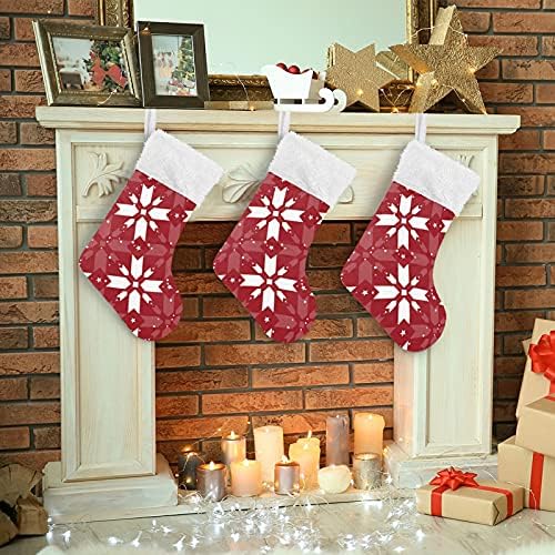 Среќна Божиќна зимска снегулка Црвена Божиќна чорапи Големи Божиќни чорапи за новогодишна соба Детска соба Камино виси чорапи чорапи за семејна