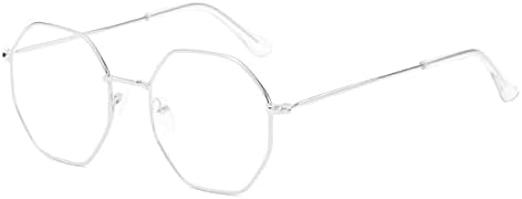 Qxaivmin Мода полигон метал за читање очила за жени и мажи, ретро сино светло блокирање на компјутерски читатели, очила против сјај