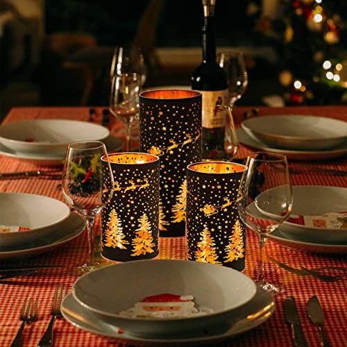 QRF Божиќни украси, декоративно стакло батерии LED стринг светла, образец на новогодишна елка наоколу, совршен за Божиќ за домашни