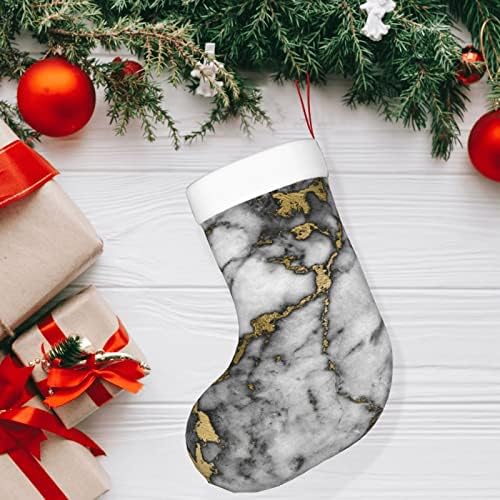 Аугенски Божиќни чорапи хипстер црно злато мермер двострано камин што виси чорапи
