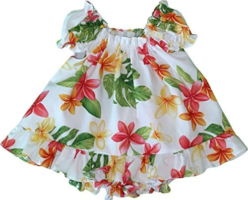 Рјц Бебе Девојка Плумерија Сонце Издувам Ракав Хавајски 2 Парче Фустан Во Собата