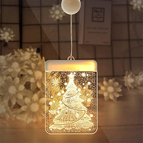 WODMB 5pcs/Поставете Божиќни светла за украси LED bellвоно снегулка светло низа 3Д акрилик што виси домашен прозорец wallиден ламба