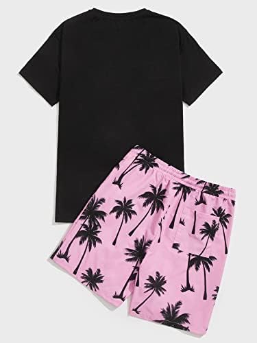 Горглитер машка облека со две парчиња Хавајски сетови графичка кошула и шорцеви за патеки