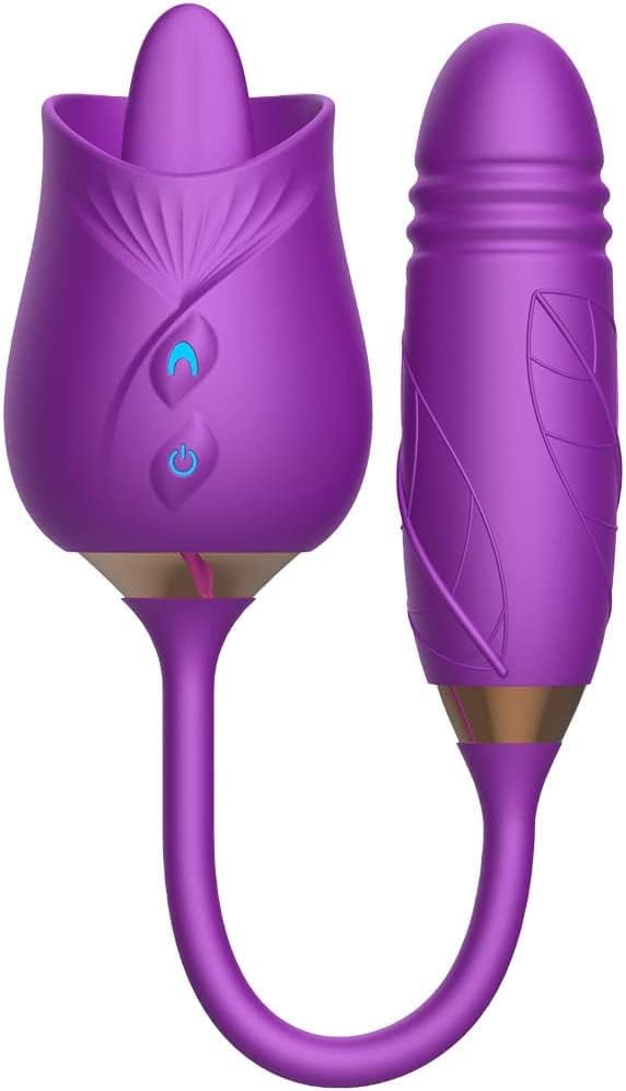 Роуз секс играчка за жени -сексуална играчка со секс со јазик што лиже вибратор за жени g место стимулација на брадавици, дополнување на вибрирачки
