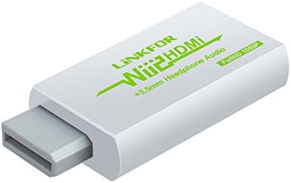 LinkFor Wii до HDMI адаптерот со 3FT HDMI кабел Wii до HDMI конвертор за поддршка 3.5mm Jack Audio & 1080p/720p Видео излез и целиот Wii Display