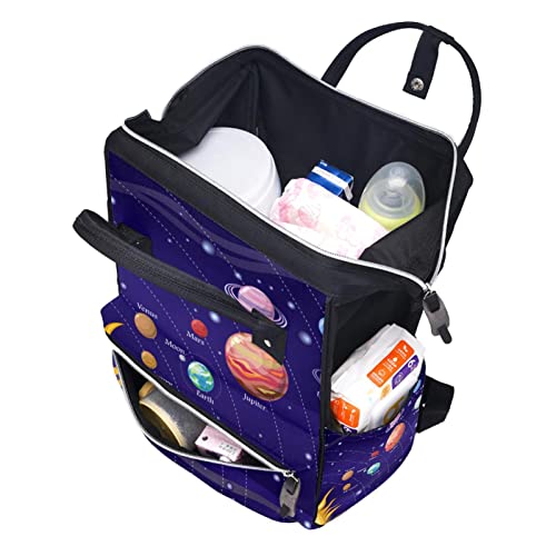 Вселенски Планети Галакси Виолетова Торба За Пелени Торби За Мумии Ранец Со Голем Капацитет Торба За Пелени За Нега На Бебиња