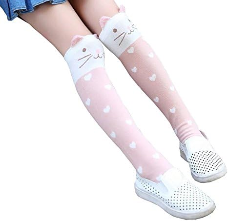 Девојки колено високи чорапи Детско памучно катлово животно над чорапи со чорапи со цевки