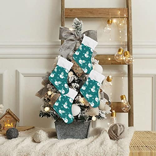 Jstel Божиќ Снежен човек Божиќно порибување украси украси, 4 пакувања мали висечки чорапи Божиќни декор, 52