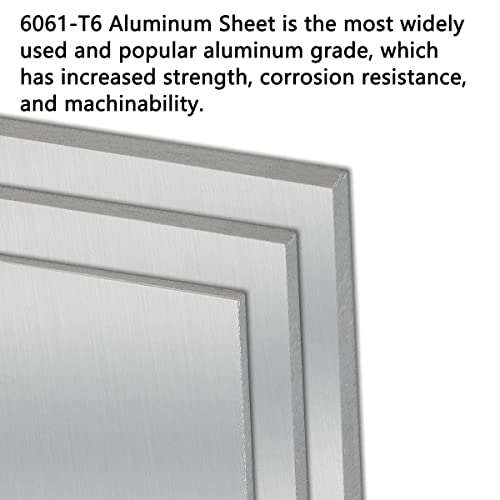 HZSOOCH 6061-T6 Алуминиумски Лим 12 x 12 x 1/16 Инчен Обичен Алуминиумска Плоча Покриена Со Заштитна Фолија, 0.0625 Квадратни Метални Плочи