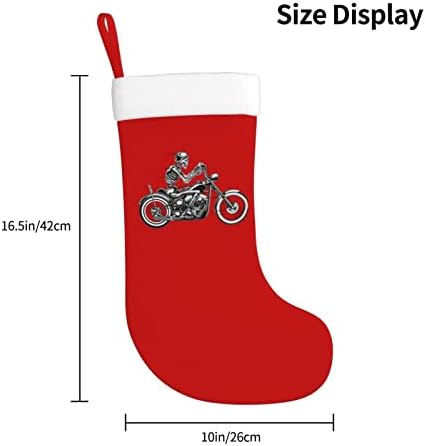 Моторцикл за скелети Woosuo Skeleton Christric кои порибуваат големи чорапи за семејни празнични украси за Божиќни забави, една големина