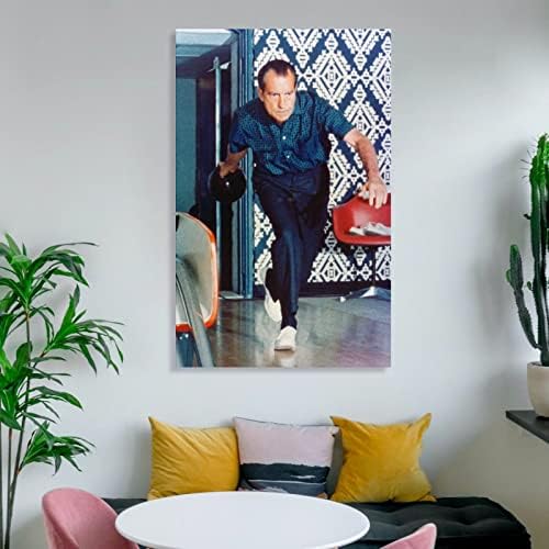 Bludug Richard Nixon Bowling Pater Canvas сликарство wallидна уметност постер за дневна соба за дневна соба декор24x36inch