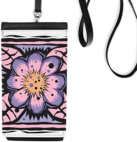 Виолетова цветна мексиконска култура елемент за гравура на телефонски паричник чанта што виси мобилна торбичка црн џеб