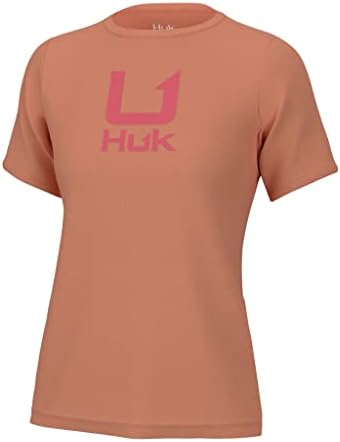 Huk женско изведба на логото за риболов, маица со краток ракав