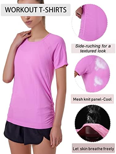 Водење на девојки лесни кошули за тренингот за жени ， кратки ракави маици за истегнување Брзи суви салата за атлетски врвови