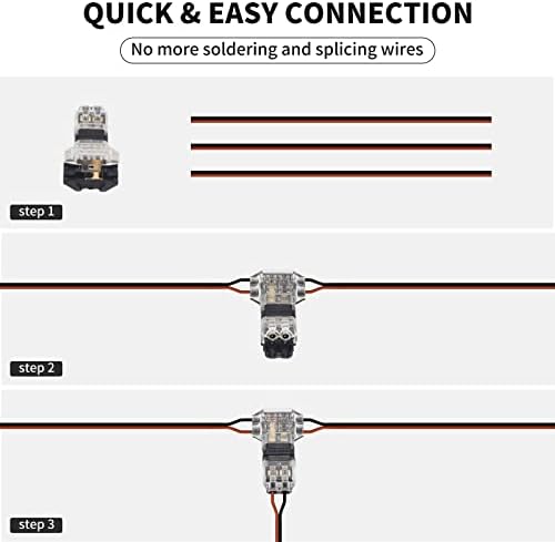 Pautix 10 конектори за жица со парчиња, 2 пински 2 пат со низок напон Универзална компактна жица T Tap Splitters Конектори, 18-22Awg Електрична