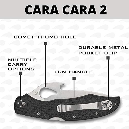 Spyderco Cara Cara 2 CombationEdge лесен нож со отворач на Емерсон, рачка FRN и целосен рамен челик 8CR13MOV челик - BY03PSBK2W