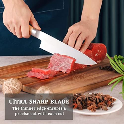 Сет на ножеви со остри готвачи на Wehome, професионален сет за ножеви Сантоку, премиум молибден ванадиум челик 3 парчиња кујнски ножеви,