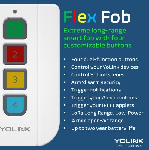 FlexFob 4-копчиња Smart Fob, до 8 функции, активирајте ги рутините на Alexa и IFTTT Applets, паметни копчиња, вклучен центар
