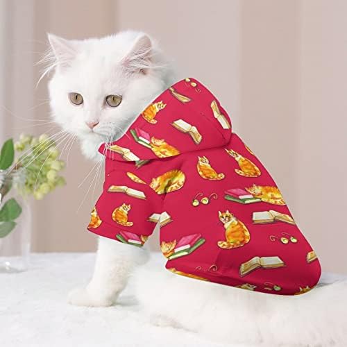 Мачки и книги Пет Худи зимска кошула со качулка со капа за кучиња мачки кутре облека симпатична носија