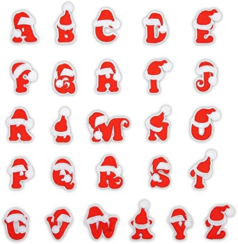 Божиќна азбука железо на закрпи, црвени букви