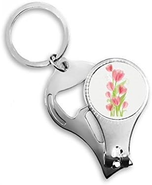 Илустрација за цвеќе од лалиња, нокти прстен прстен клуч за шишиња со шишиња со шише, клипер
